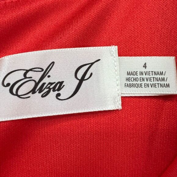 Eliza J Maxi Dress 4 Red Geo Bandana Print Sleeveless Stretch Jersey Feminine - Picture 12 of 15